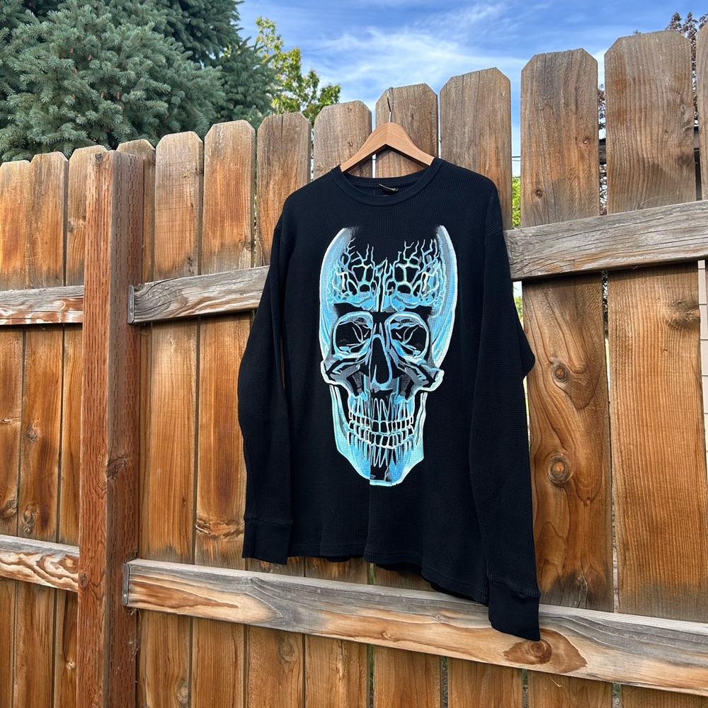 vintage skull thermal long sleeve